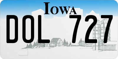 IA license plate DOL727