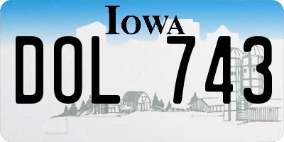 IA license plate DOL743