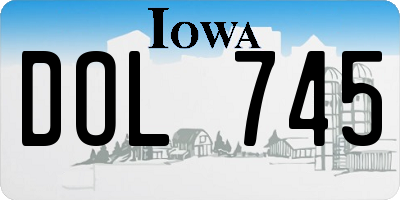 IA license plate DOL745