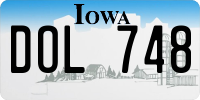 IA license plate DOL748