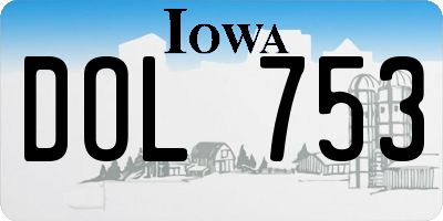 IA license plate DOL753