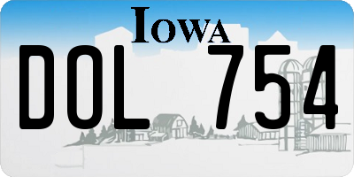 IA license plate DOL754