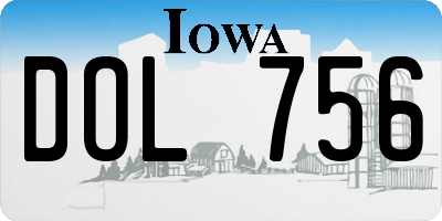 IA license plate DOL756