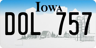 IA license plate DOL757