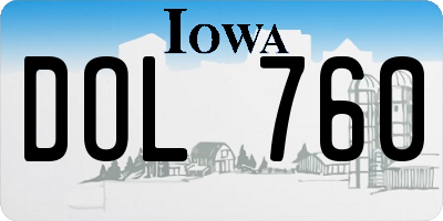 IA license plate DOL760