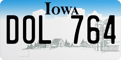 IA license plate DOL764