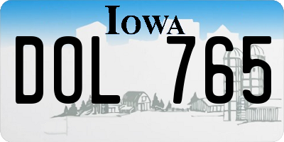 IA license plate DOL765