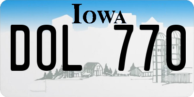 IA license plate DOL770