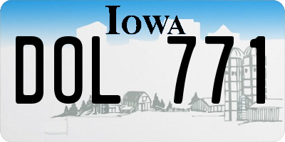 IA license plate DOL771