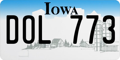 IA license plate DOL773
