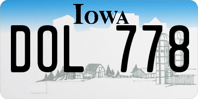 IA license plate DOL778