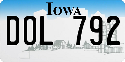 IA license plate DOL792
