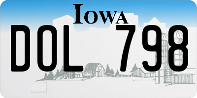 IA license plate DOL798