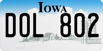 IA license plate DOL802