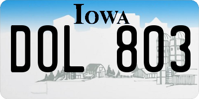 IA license plate DOL803