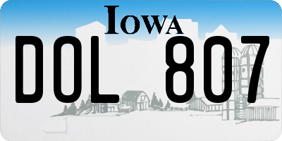 IA license plate DOL807
