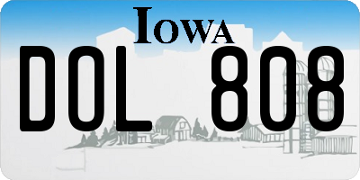 IA license plate DOL808