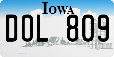 IA license plate DOL809