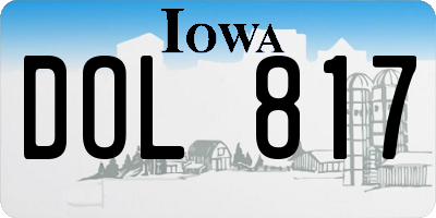 IA license plate DOL817