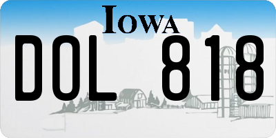IA license plate DOL818