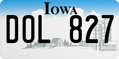 IA license plate DOL827
