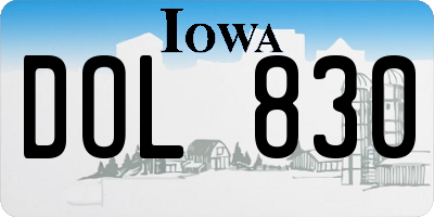 IA license plate DOL830
