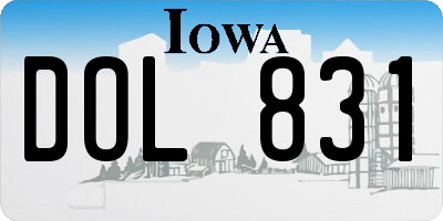 IA license plate DOL831