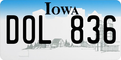 IA license plate DOL836