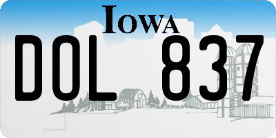 IA license plate DOL837