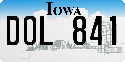IA license plate DOL841