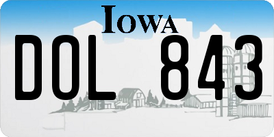IA license plate DOL843