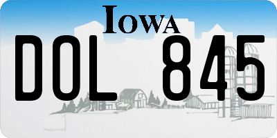 IA license plate DOL845