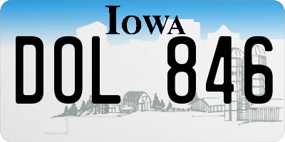 IA license plate DOL846