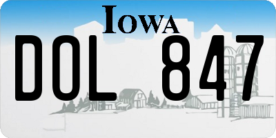 IA license plate DOL847