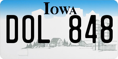 IA license plate DOL848