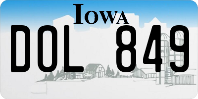 IA license plate DOL849