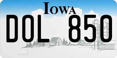 IA license plate DOL850