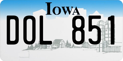 IA license plate DOL851