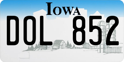 IA license plate DOL852