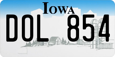 IA license plate DOL854