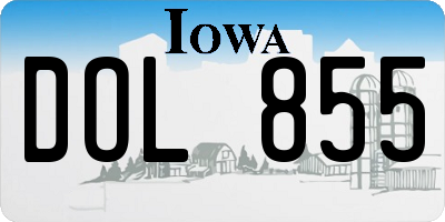 IA license plate DOL855