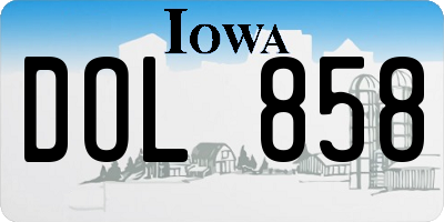 IA license plate DOL858