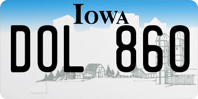 IA license plate DOL860