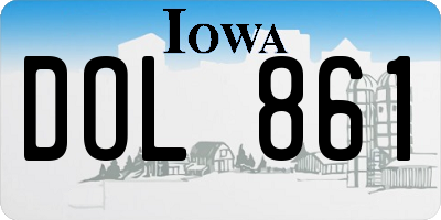 IA license plate DOL861