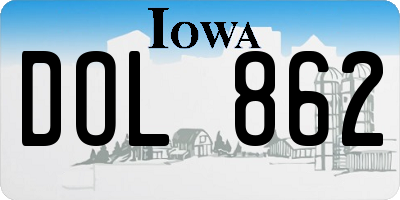 IA license plate DOL862