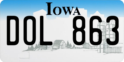 IA license plate DOL863