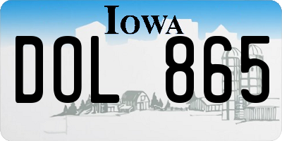 IA license plate DOL865