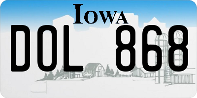 IA license plate DOL868