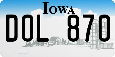 IA license plate DOL870