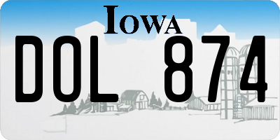 IA license plate DOL874